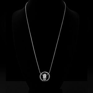 Silver & Gold-Tone Circle Pendant Necklace – Sparkling Crystal Accents